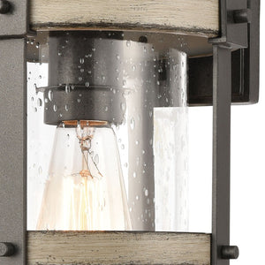 Atlas Annenberg 16'' High Farmhouse Outdoor Sconce - Weather-Resistant Cast Aluminum with Seeded Glass OL11063-GY