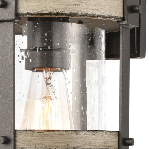Atlas Annenberg 16'' High Farmhouse Outdoor Sconce - Weather-Resistant Cast Aluminum with Seeded Glass OL11063-GY