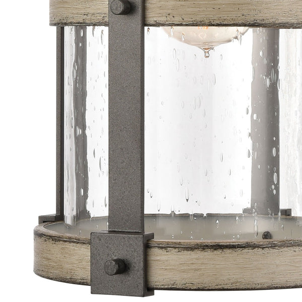 Atlas Annenberg 16'' High Farmhouse Outdoor Sconce - Weather-Resistant Cast Aluminum with Seeded Glass OL11063-GY