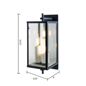 Atlas Back Bay Outdoor Sconce - 3-Light Matte Black Lantern Design for Modern Curb Appeal & Illumination OL11067-BK