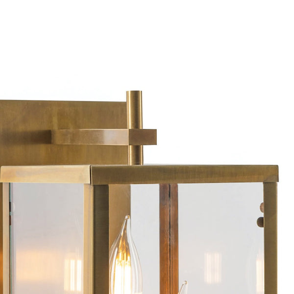 Atlas Back Bay 3-Light Outdoor Sconce – Elegant Lantern-Style Fixture for Patios and Entries, Easy Install Aged Brass 6.25'' OL11067-BS