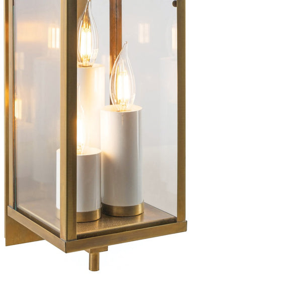 Atlas Back Bay 3-Light Outdoor Sconce – Elegant Lantern-Style Fixture for Patios and Entries, Easy Install Aged Brass 6.25'' OL11067-BS