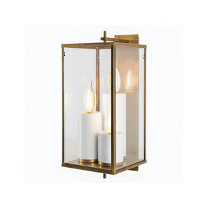 Atlas Back Bay 3-Light Outdoor Sconce – Elegant Lantern-Style Fixture for Patios and Entries, Easy Install Aged Brass 10.25'' OL11068-BS