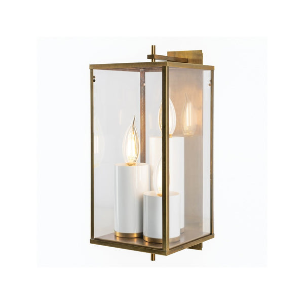 Atlas Back Bay 3-Light Outdoor Sconce – Elegant Lantern-Style Fixture for Patios and Entries, Easy Install Aged Brass 10.25'' OL11068-BS