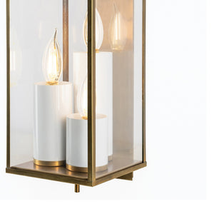 Atlas Back Bay 3-Light Outdoor Sconce – Elegant Lantern-Style Fixture for Patios and Entries, Easy Install Aged Brass 10.25'' OL11068-BS