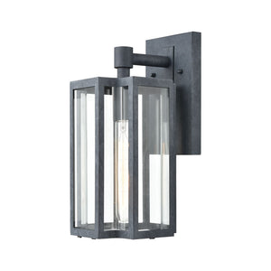 Atlas Bianca Outdoor Sconce - Elegant 1-Light Fixture with Curved Seeded Glass for Timeless Charm Aged Zinc OL11072-GY