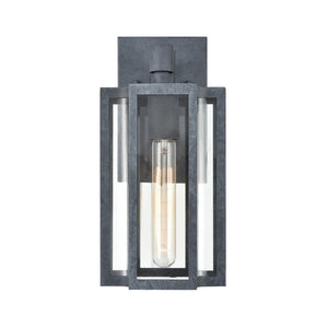 Atlas Bianca Outdoor Sconce - Elegant 1-Light Fixture with Curved Seeded Glass for Timeless Charm Aged Zinc OL11072-GY