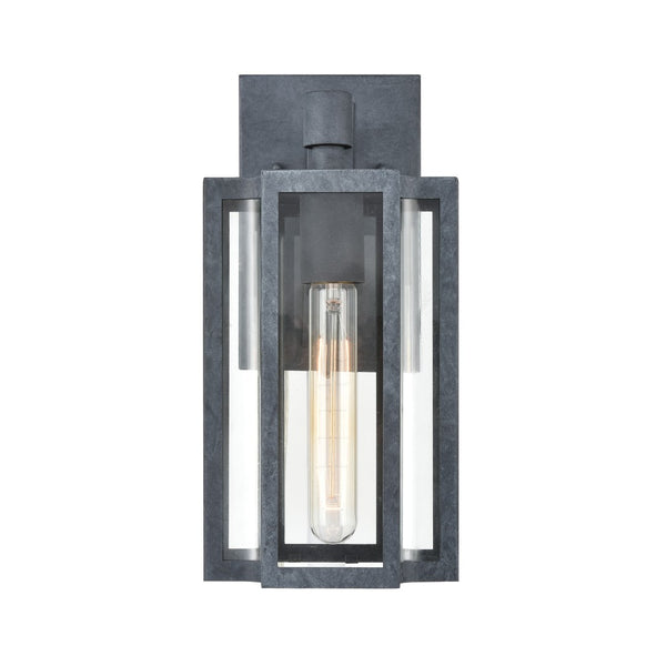 Atlas Bianca Outdoor Sconce - Elegant 1-Light Fixture with Curved Seeded Glass for Timeless Charm Aged Zinc OL11072-GY
