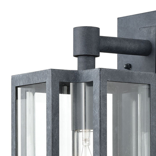 Atlas Bianca Outdoor Sconce - Elegant 1-Light Fixture with Curved Seeded Glass for Timeless Charm Aged Zinc OL11072-GY