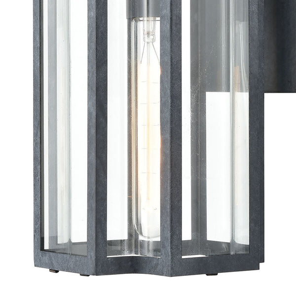 Atlas Bianca Outdoor Sconce - Elegant 1-Light Fixture with Curved Seeded Glass for Timeless Charm Aged Zinc OL11072-GY