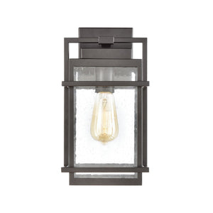 Atlas Breckenridge 1-Light Outdoor Sconce – Modern Farmhouse Design with Clear Seeded Glass for Elegance Matte Black 7'' OL11078-BK