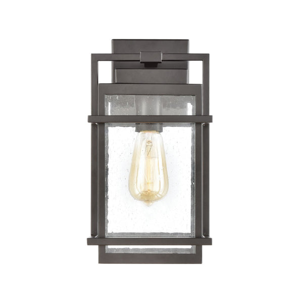 Atlas Breckenridge 1-Light Outdoor Sconce – Modern Farmhouse Design with Clear Seeded Glass for Elegance Matte Black 7'' OL11078-BK