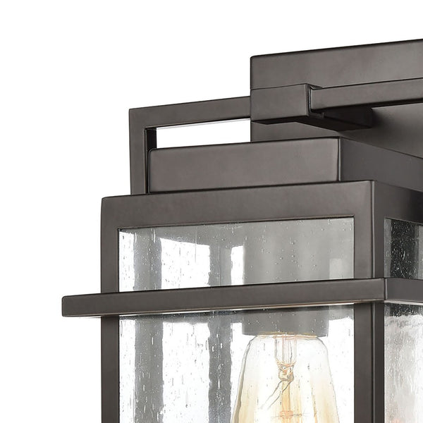 Atlas Breckenridge 1-Light Outdoor Sconce – Modern Farmhouse Design with Clear Seeded Glass for Elegance Matte Black 7'' OL11078-BK