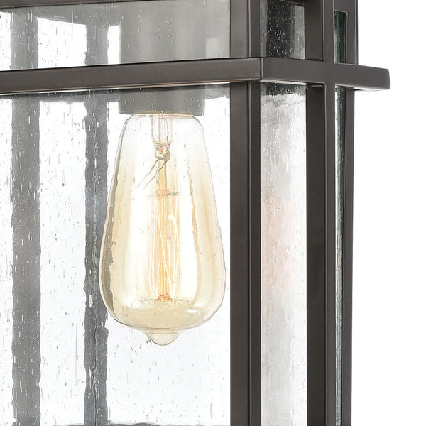 Atlas Breckenridge 1-Light Outdoor Sconce – Modern Farmhouse Design with Clear Seeded Glass for Elegance Matte Black 7'' OL11078-BK