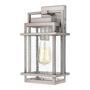 Atlas Breckenridge 1-Light Outdoor Sconce – Modern Farmhouse Design with Clear Seeded Glass for Elegance Weathered Zinc 7'' OL11078-SV
