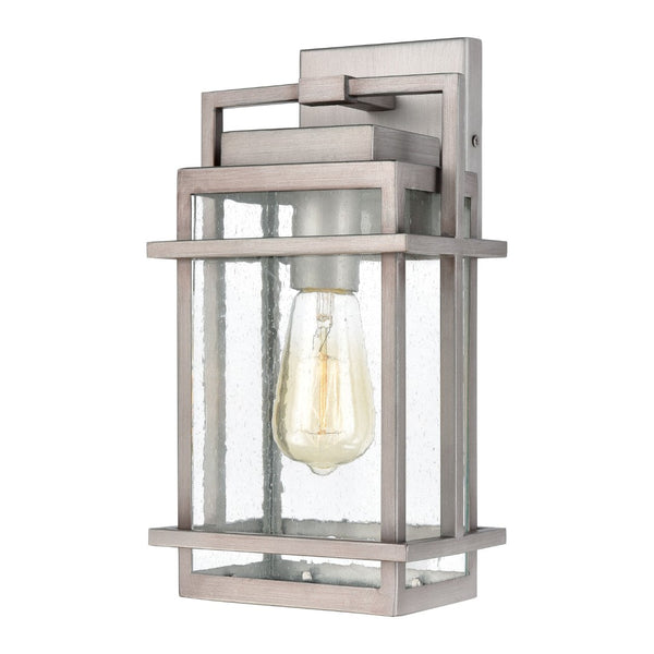 Atlas Breckenridge 1-Light Outdoor Sconce – Modern Farmhouse Design with Clear Seeded Glass for Elegance Weathered Zinc 7'' OL11078-SV
