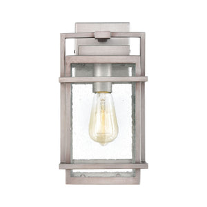 Atlas Breckenridge 1-Light Outdoor Sconce – Modern Farmhouse Design with Clear Seeded Glass for Elegance Weathered Zinc 7'' OL11078-SV