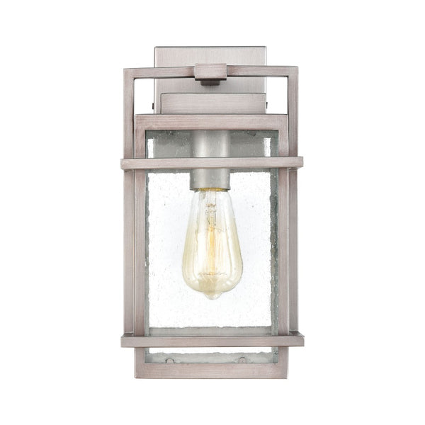 Atlas Breckenridge 1-Light Outdoor Sconce – Modern Farmhouse Design with Clear Seeded Glass for Elegance Weathered Zinc 7'' OL11078-SV