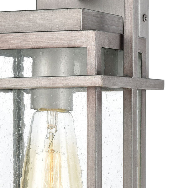 Atlas Breckenridge 1-Light Outdoor Sconce – Modern Farmhouse Design with Clear Seeded Glass for Elegance Weathered Zinc 7'' OL11078-SV