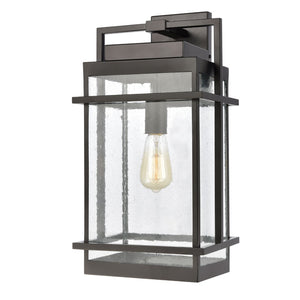 Atlas Breckenridge 1-Light Outdoor Sconce – Modern Farmhouse Design with Clear Seeded Glass for Elegance Matte Black 10'' OL11079-BK
