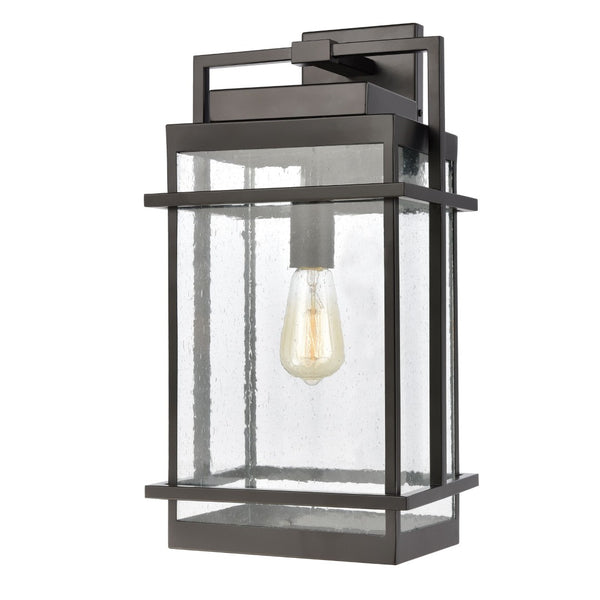 Atlas Breckenridge 1-Light Outdoor Sconce – Modern Farmhouse Design with Clear Seeded Glass for Elegance Matte Black 10'' OL11079-BK