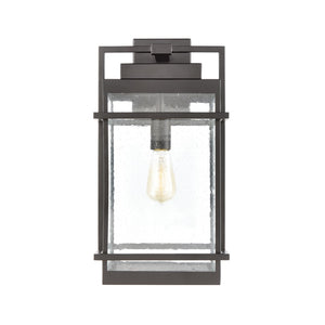 Atlas Breckenridge 1-Light Outdoor Sconce – Modern Farmhouse Design with Clear Seeded Glass for Elegance Matte Black 10'' OL11079-BK