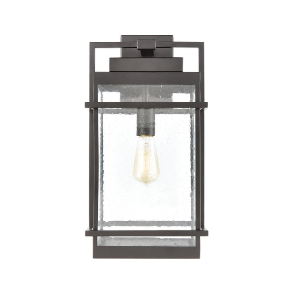 Atlas Breckenridge 1-Light Outdoor Sconce – Modern Farmhouse Design with Clear Seeded Glass for Elegance Matte Black 10'' OL11079-BK