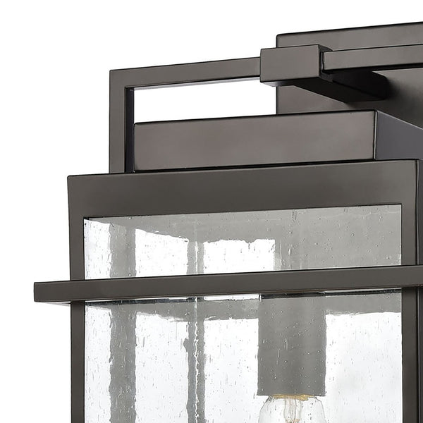 Atlas Breckenridge 1-Light Outdoor Sconce – Modern Farmhouse Design with Clear Seeded Glass for Elegance Matte Black 10'' OL11079-BK