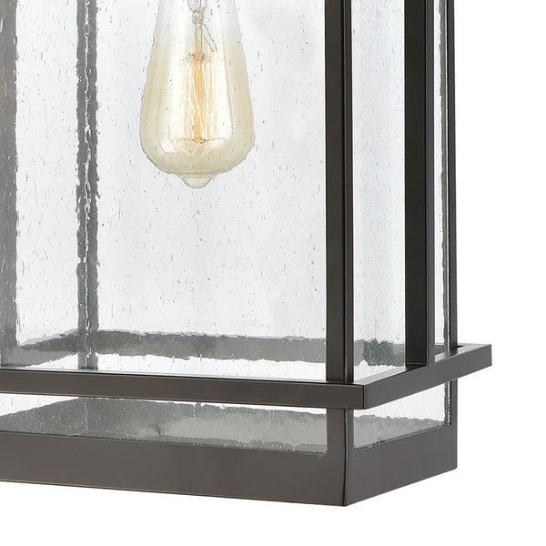Atlas Breckenridge 1-Light Outdoor Sconce – Modern Farmhouse Design with Clear Seeded Glass for Elegance Matte Black 10'' OL11079-BK