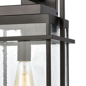 Atlas Breckenridge 1-Light Outdoor Sconce – Modern Farmhouse Design with Clear Seeded Glass for Elegance Matte Black 10'' OL11079-BK