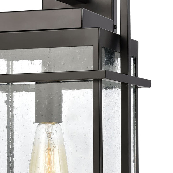 Atlas Breckenridge 1-Light Outdoor Sconce – Modern Farmhouse Design with Clear Seeded Glass for Elegance Matte Black 10'' OL11079-BK
