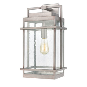 Atlas Breckenridge 1-Light Outdoor Sconce – Modern Farmhouse Design with Clear Seeded Glass for Elegance Weathered Zinc 10'' OL11079-SV