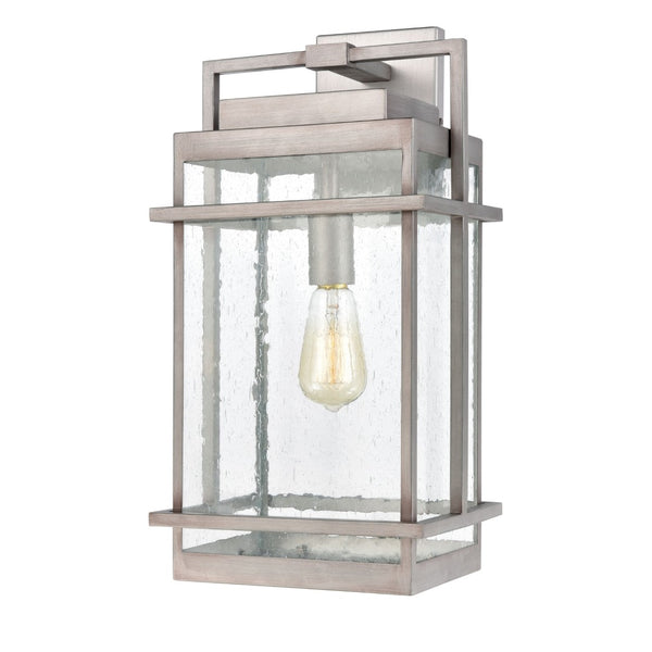 Atlas Breckenridge 1-Light Outdoor Sconce – Modern Farmhouse Design with Clear Seeded Glass for Elegance Weathered Zinc 10'' OL11079-SV