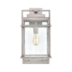Atlas Breckenridge 1-Light Outdoor Sconce – Modern Farmhouse Design with Clear Seeded Glass for Elegance Weathered Zinc 10'' OL11079-SV