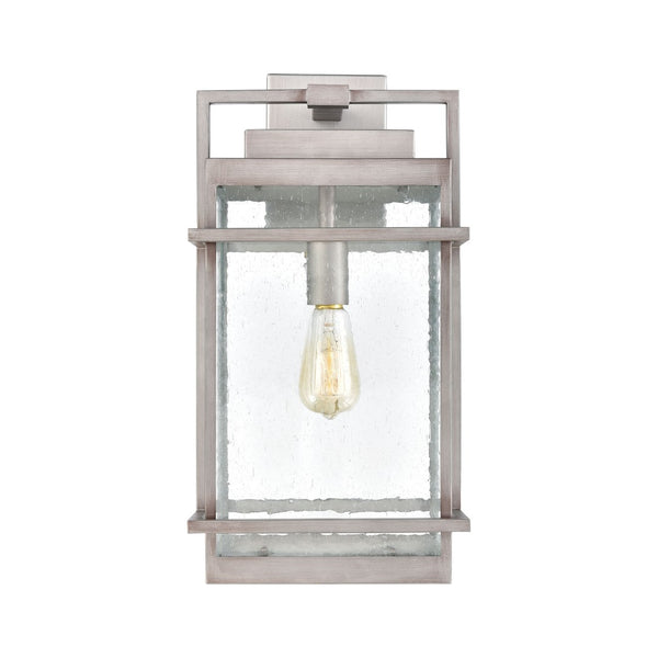Atlas Breckenridge 1-Light Outdoor Sconce – Modern Farmhouse Design with Clear Seeded Glass for Elegance Weathered Zinc 10'' OL11079-SV