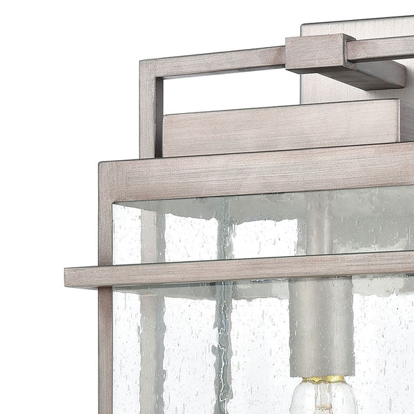 Atlas Breckenridge 1-Light Outdoor Sconce – Modern Farmhouse Design with Clear Seeded Glass for Elegance Weathered Zinc 10'' OL11079-SV