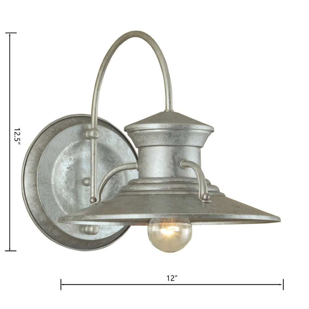 Atlas Budapest 12.5'' High 1-Light Outdoor Sconce - Industrial Galvanized Fixture for Timeless Charm OL11083-SV