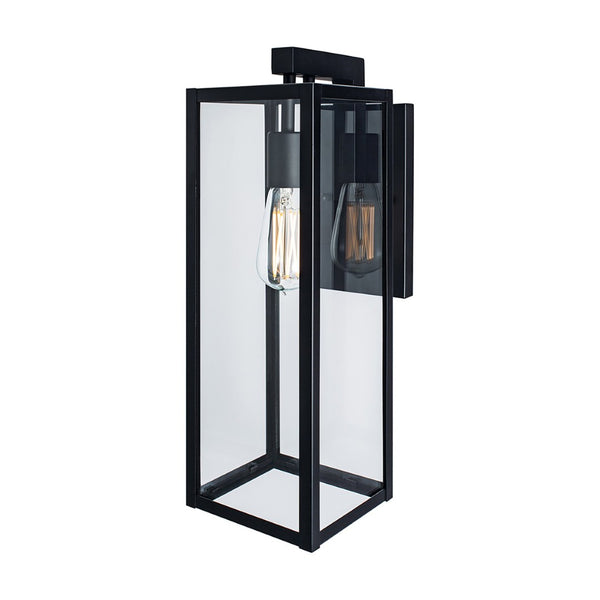 Atlas Capture 17" High Outdoor Sconce - Matte Black Lantern Design for Modern Exteriors & Durable Use OL11088-BK