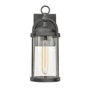 Atlas Catalonia 13.5'' High 1-Light Outdoor Sconce - Charming Metal Cage with Soft Seeded Glass Illumination Distressed Zinc 5.5'' OL11091-GY