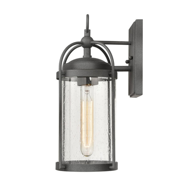 Atlas Catalonia 13.5'' High 1-Light Outdoor Sconce - Charming Metal Cage with Soft Seeded Glass Illumination Distressed Zinc 5.5'' OL11091-GY