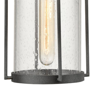 Atlas Catalonia 13.5'' High 1-Light Outdoor Sconce - Charming Metal Cage with Soft Seeded Glass Illumination Distressed Zinc 5.5'' OL11091-GY