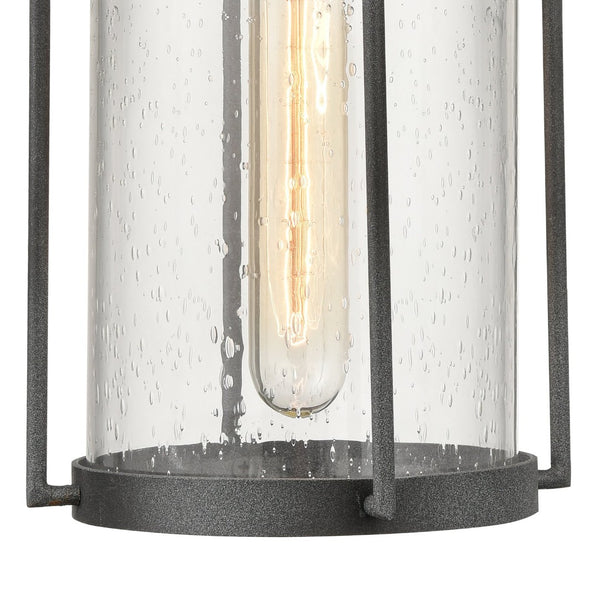 Atlas Catalonia 13.5'' High 1-Light Outdoor Sconce - Charming Metal Cage with Soft Seeded Glass Illumination Distressed Zinc 5.5'' OL11091-GY
