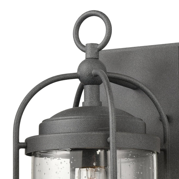 Atlas Catalonia 13.5'' High 1-Light Outdoor Sconce - Charming Metal Cage with Soft Seeded Glass Illumination Distressed Zinc 5.5'' OL11091-GY