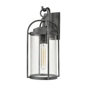 Atlas Catalonia 13.5'' High 1-Light Outdoor Sconce - Charming Metal Cage with Soft Seeded Glass Illumination Distressed Zinc 6.5'' OL11092-GY