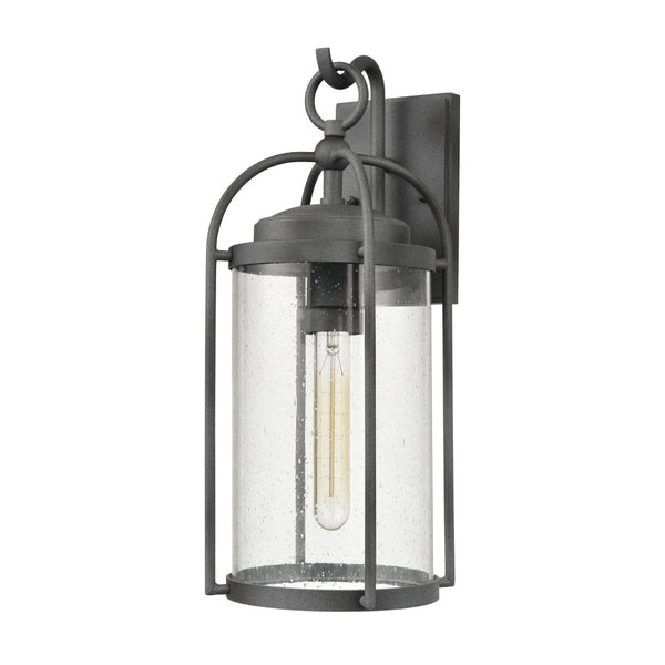 Atlas Catalonia 13.5'' High 1-Light Outdoor Sconce - Charming Metal Cage with Soft Seeded Glass Illumination Distressed Zinc 6.5'' OL11092-GY