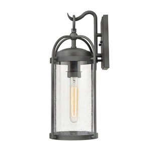Atlas Catalonia 13.5'' High 1-Light Outdoor Sconce - Charming Metal Cage with Soft Seeded Glass Illumination Distressed Zinc 6.5'' OL11092-GY