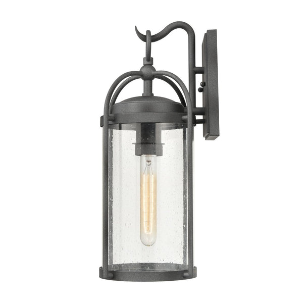 Atlas Catalonia 13.5'' High 1-Light Outdoor Sconce - Charming Metal Cage with Soft Seeded Glass Illumination Distressed Zinc 6.5'' OL11092-GY