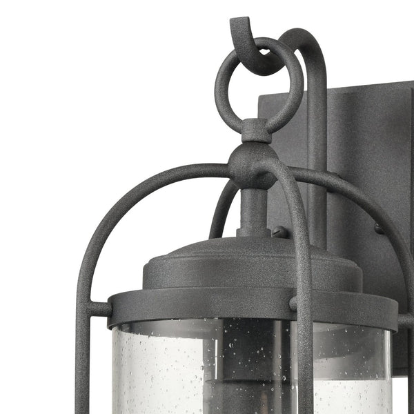 Atlas Catalonia 13.5'' High 1-Light Outdoor Sconce - Charming Metal Cage with Soft Seeded Glass Illumination Distressed Zinc 6.5'' OL11092-GY