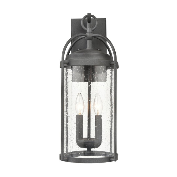 Atlas Catalonia 13.5'' High 1-Light Outdoor Sconce - Charming Metal Cage with Soft Seeded Glass Illumination Distressed Zinc 7.5'' OL11093-GY