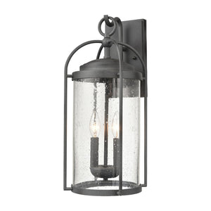 Atlas Catalonia 13.5'' High 1-Light Outdoor Sconce - Charming Metal Cage with Soft Seeded Glass Illumination Distressed Zinc 7.5'' OL11093-GY